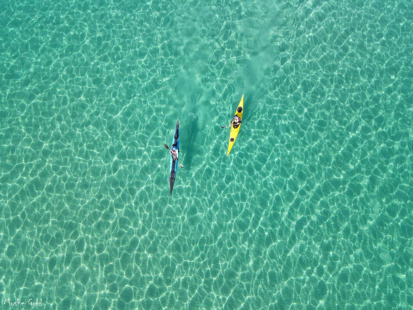 2 kayaks in the Mediterranean Sea