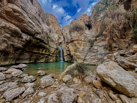 The hidden waterfall Arugot riverbed